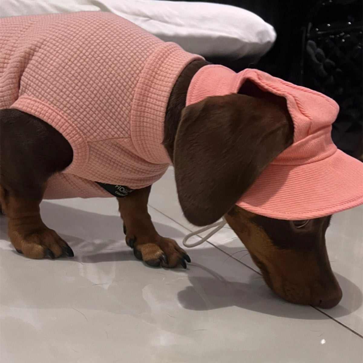 Pet Dog Waffle Pure Cotton turtle Neck in Pink