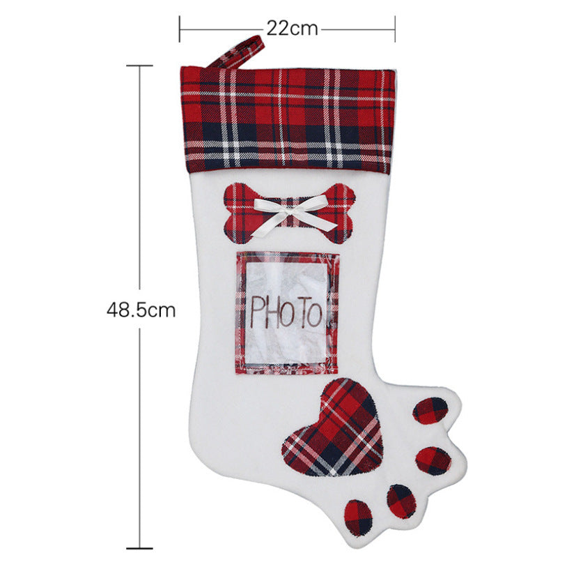 Dog Paw Personalized Photo Christmas Socking Gift Bag