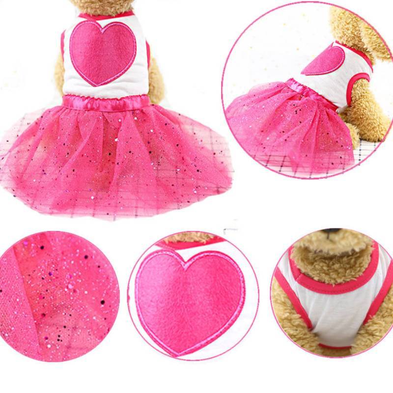 Heart Valentines Day Dog Dress in Pink