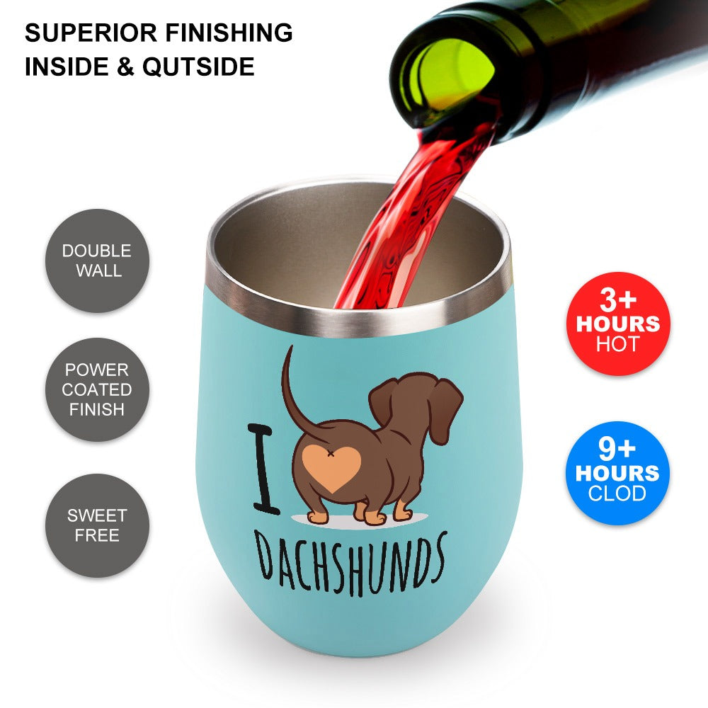 I love Dachshunds Stainless Steel Insulated Cup in Sea Green