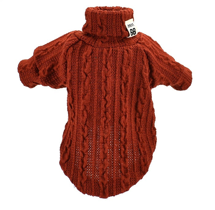 Warm Turtleneck Dog Sweater For Puppy Small to Medium Dogs In Solid Black, Green, Beige, Wine Red, Khaki, orange