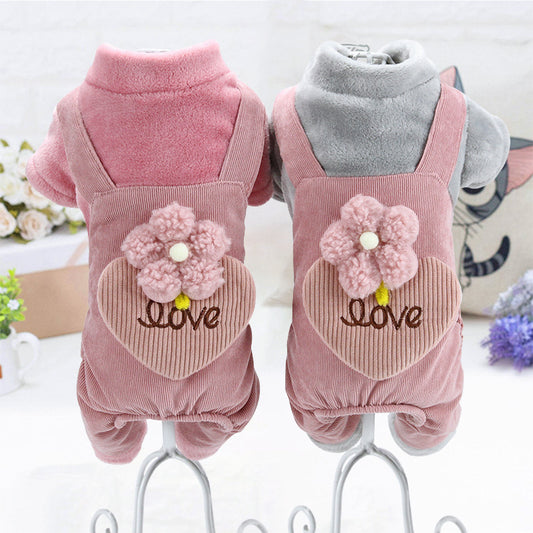 Fleece Cotton Valentine's Day Love Coverall Dog Onesie