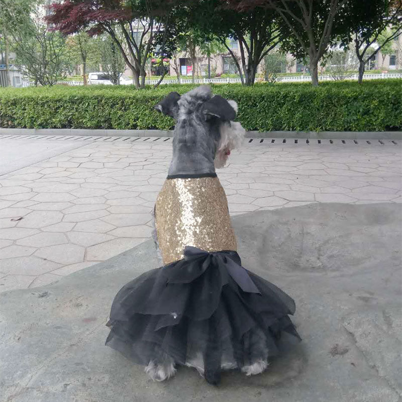 Pet Dog Sequin Sparkle Party Dress in Gold, Silver and Red