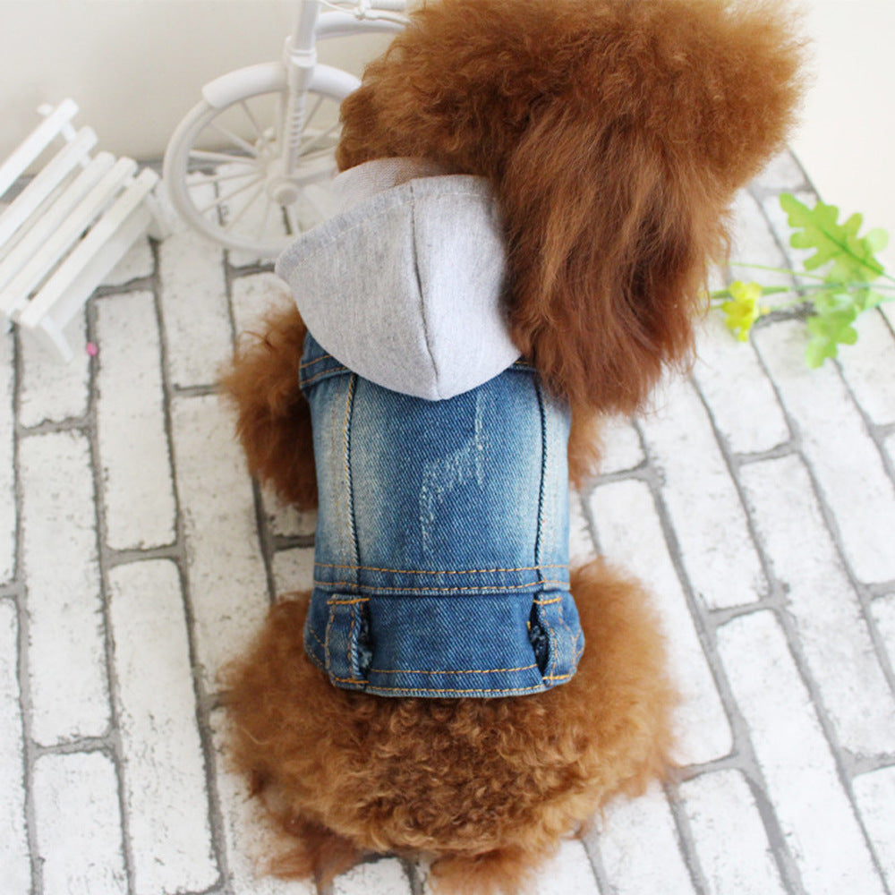 Hooded Jean Dog Vest