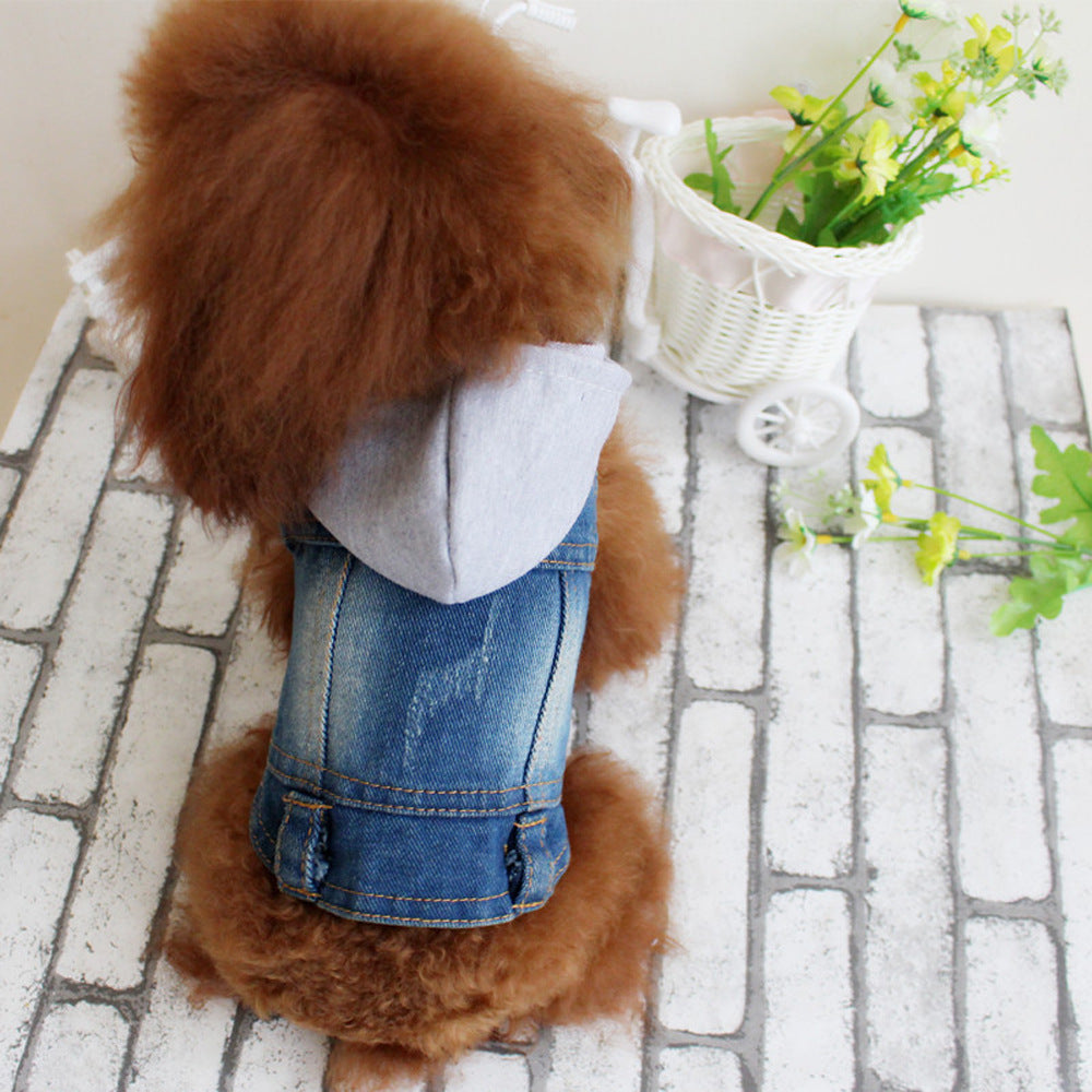 Hooded Jean Dog Vest