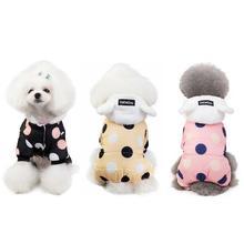 Winter Dog Clothes Hoodie Coat Big Polka