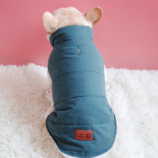 Autumn Cotton Pet Dog Vest in Dark Green Navy Blue And Gray