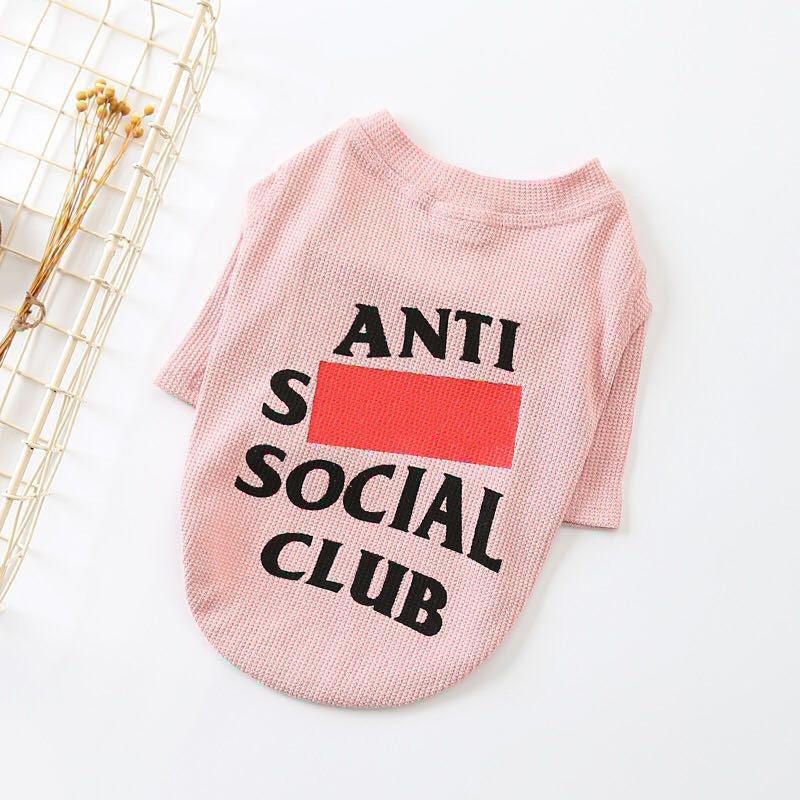 Cotton Anti Social Club Dog Tee-shirt in Pink and Gray