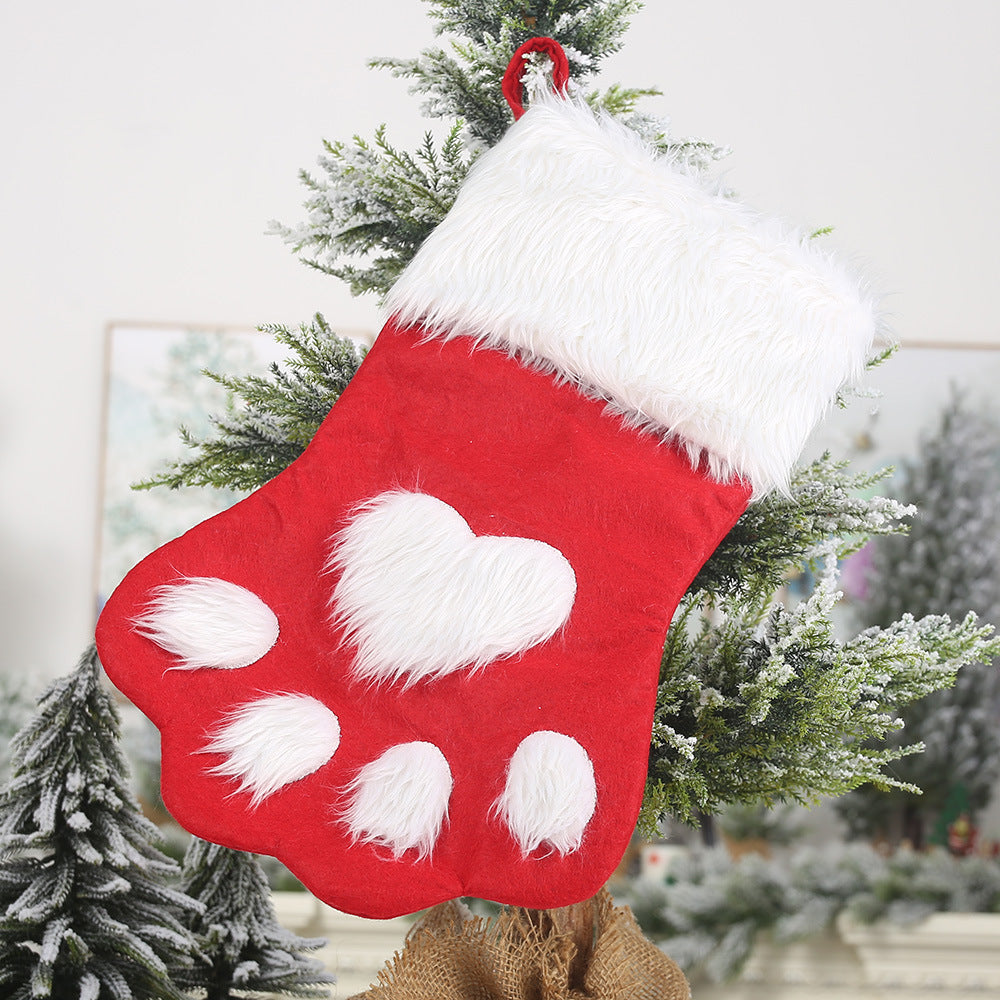 Christmas Flux Fur Paw Pet Dog Stocking