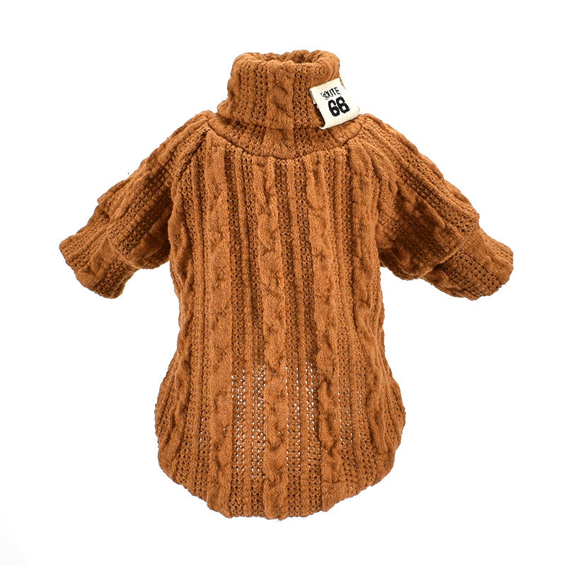 Warm Turtleneck Dog Sweater For Puppy Small to Medium Dogs In Solid Black, Green, Beige, Wine Red, Khaki, orange