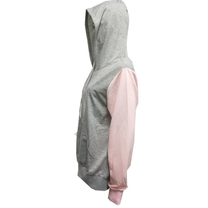 Women's Pawprint Long-sleeved Light Weight Hoodie in Gray Black or Pink