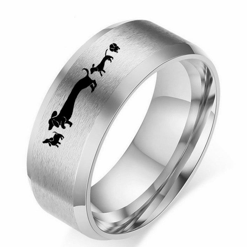 Men's Dachshund Stainless Steel Ring