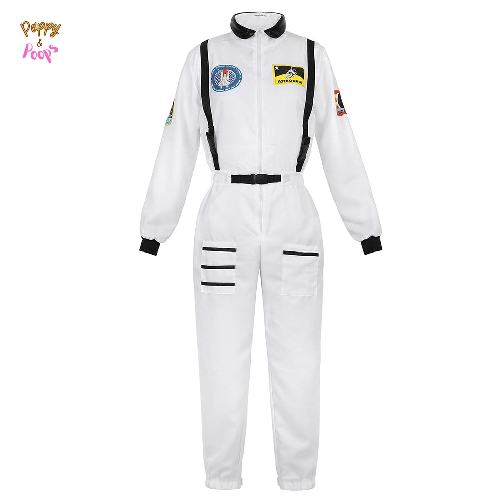 Matching Adult Astronaut Flight Suit Costume white for women sold by Poopy and Poops General Pet Store poppyandpoops.ca