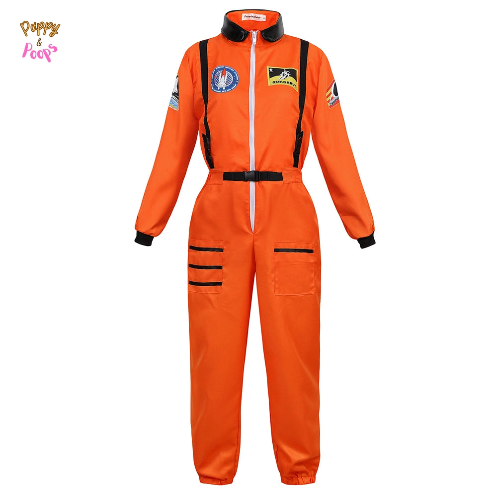 Matching Adult Astronaut Flight Suit Costume orange for women sold by Poopy and Poops General Pet Store poppyandpoops.ca