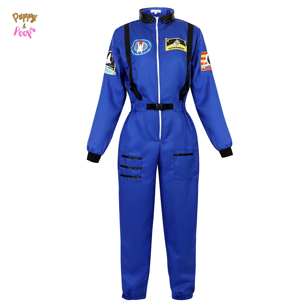 Matching Adult Astronaut Flight Suit Costume blue for women sold by Poopy and Poops General Pet Store poppyandpoops.ca