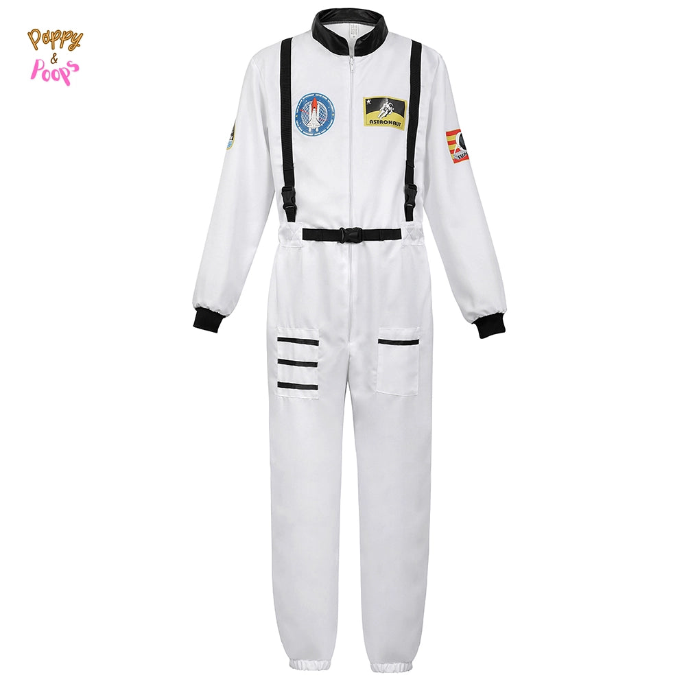 Matching Adult Astronaut Flight Suit Costume white for men sold by Poopy and Poops General Pet Store poppyandpoops.ca