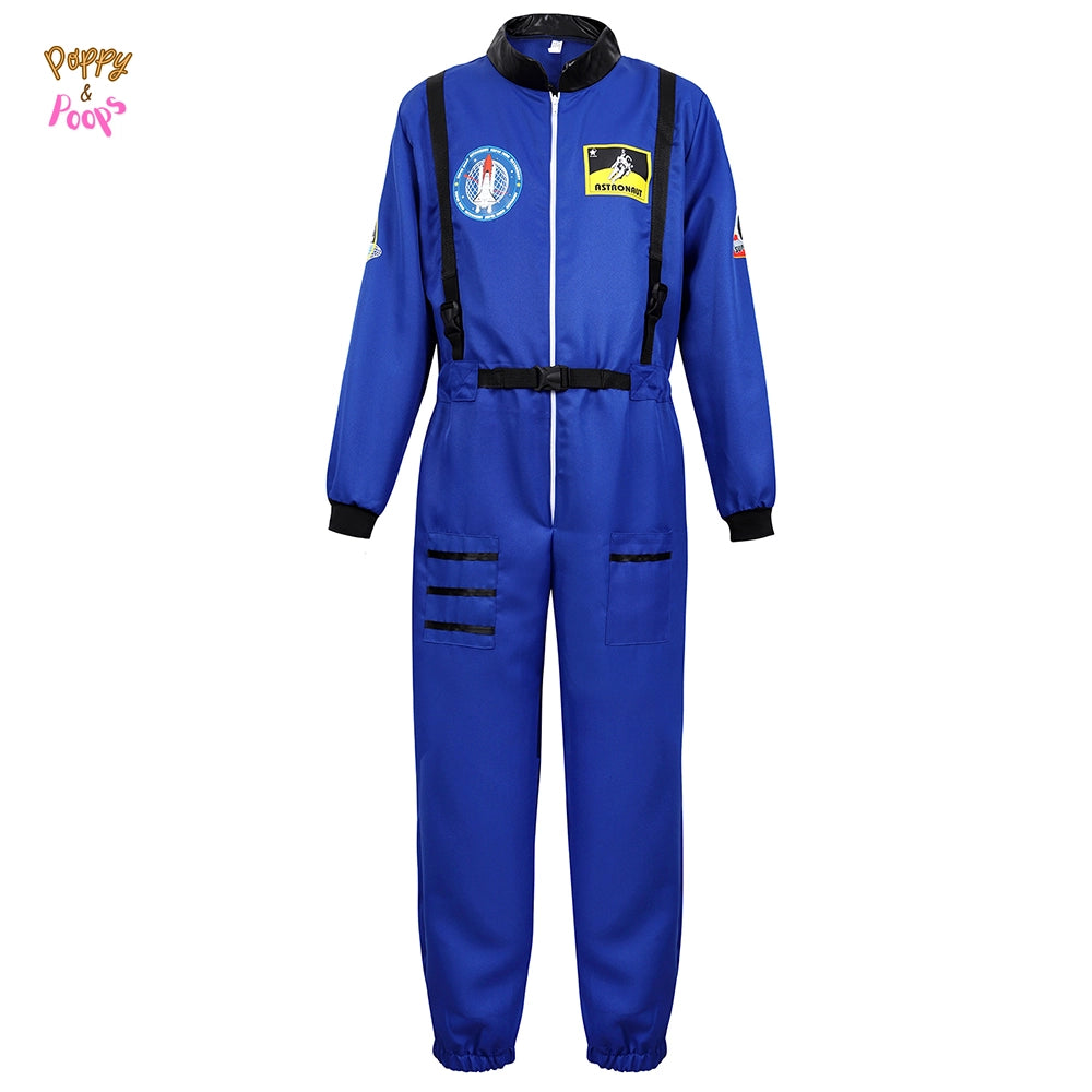 Matching Adult Astronaut Flight Suit Costume blue for men sold by Poopy and Poops General Pet Store poppyandpoops.ca
