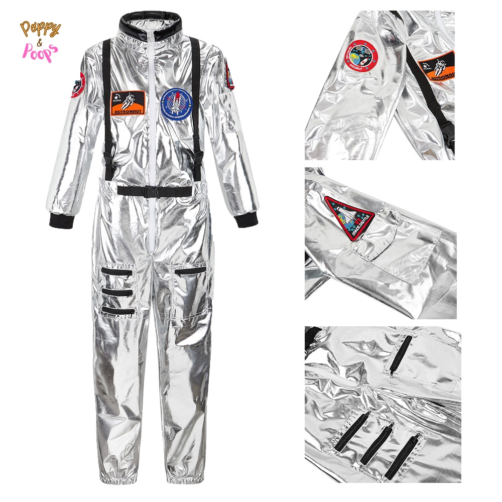 Matching Adult Astronaut Flight Suit Costume Silver for men sold by Poopy and Poops General Pet Store poppyandpoops.ca