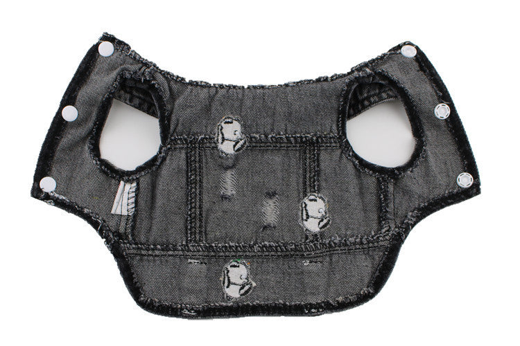 Black Ripped Pet Dog Denim Vest