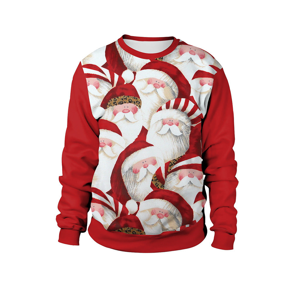 Unisex Ugly Christmas Animal Print Pullover Crew Neck Sweater
