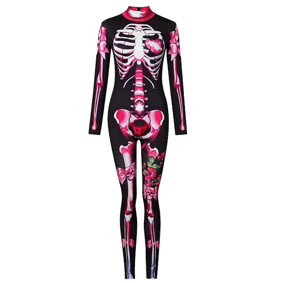 Kids Girls Skeleton Halloween Costume in Red Roses and Pink Bowes sold by Poopy and Poops General Pet Store poppyandpoops.ca
