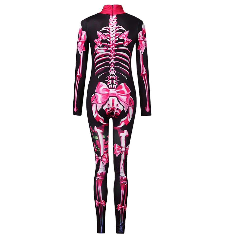 Kids Girls Skeleton Halloween Costume in Red Roses and Pink Bowes sold by Poopy and Poops General Pet Store poppyandpoops.ca