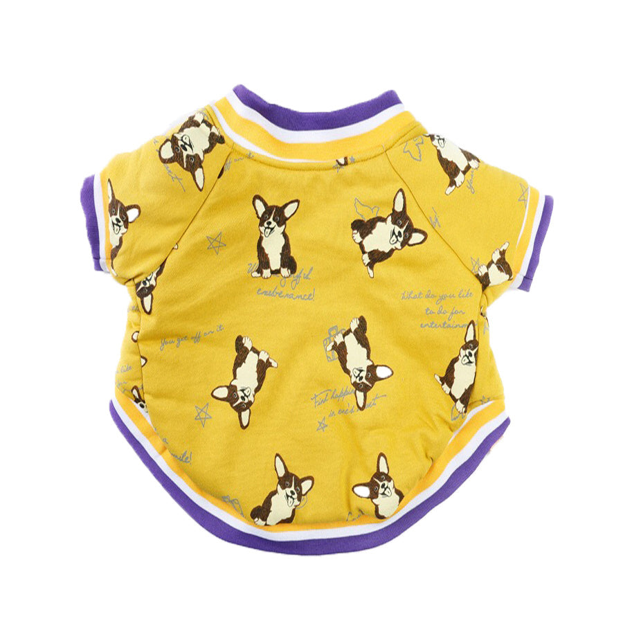 Dog Print Cotton Jacket in Purple, Navy, Yellow, and Black
