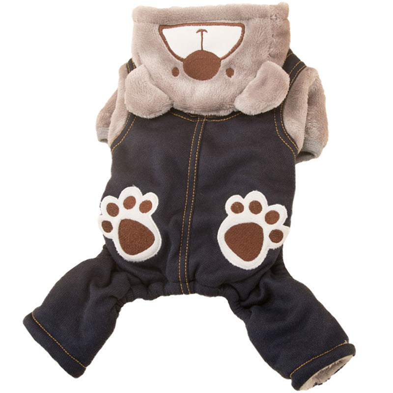 Cute Bear Overalls Dog Onesie