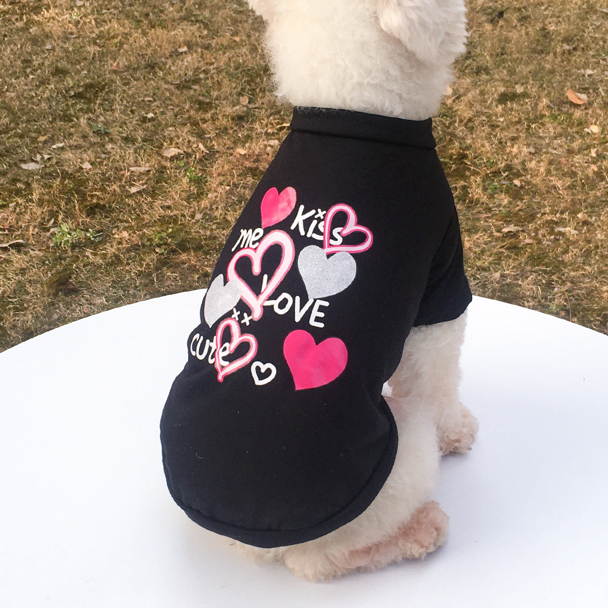 New Pet Clothes Dog Clothing Round Neck Printed Raglan Sleeve T-shirt