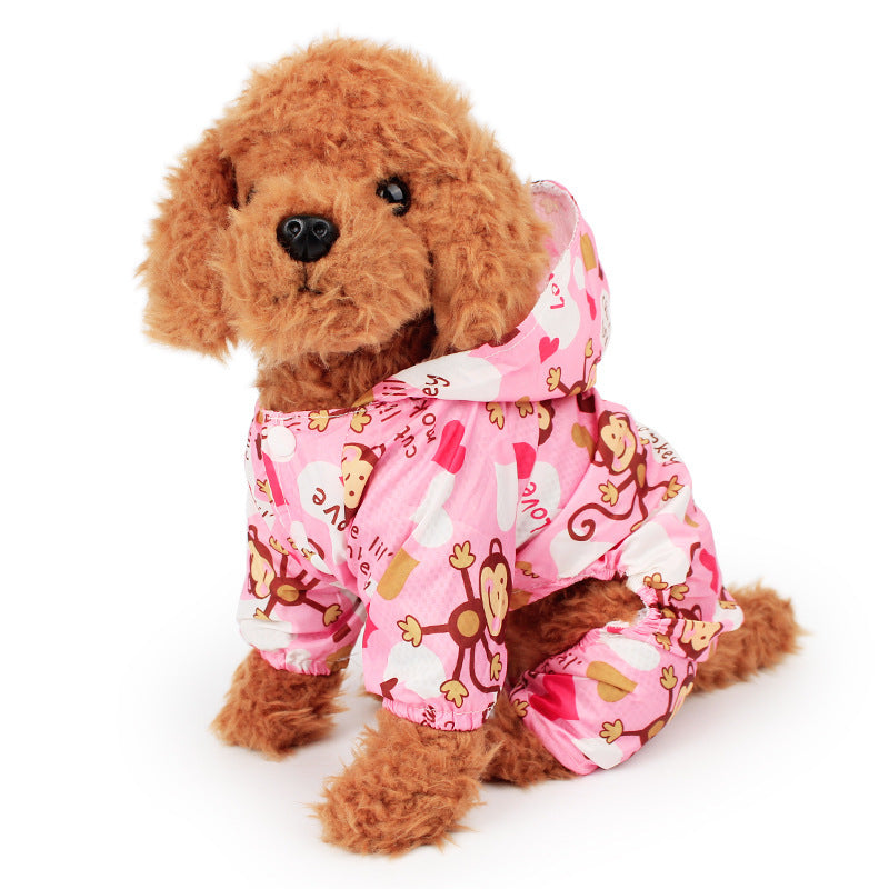 Cute printed pet raincoat