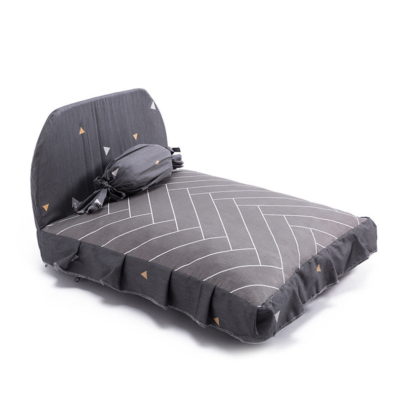 Orthopedic Headboard Dog Bed in Yellow and Dark Gray