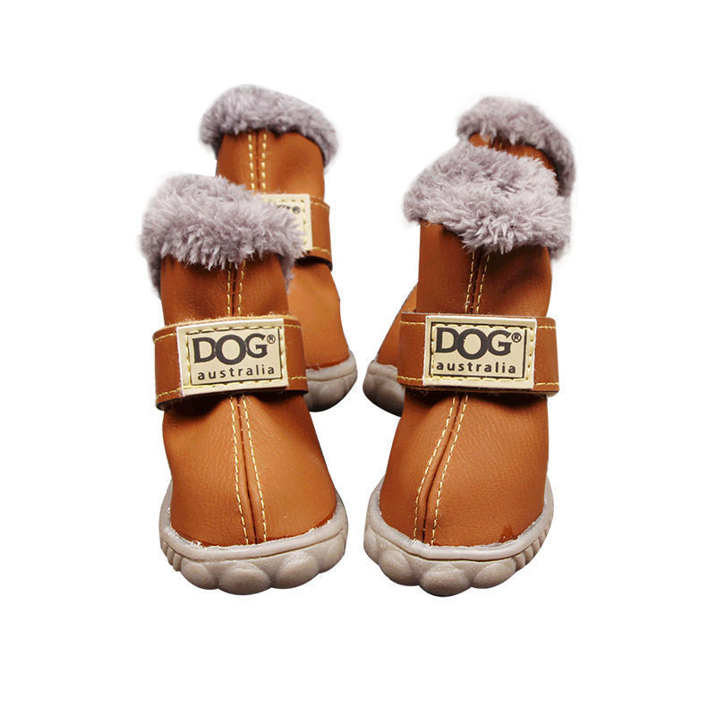 Thick Winter Faux Fur Dog Snow Boots in Black, Vintage Silver, Light Brown, Sky Blue, Scarlet, Rose Pink, Dark Coffee, Yellow, Golden Bronze, Apricot Pink, Rose Red, Wine Red