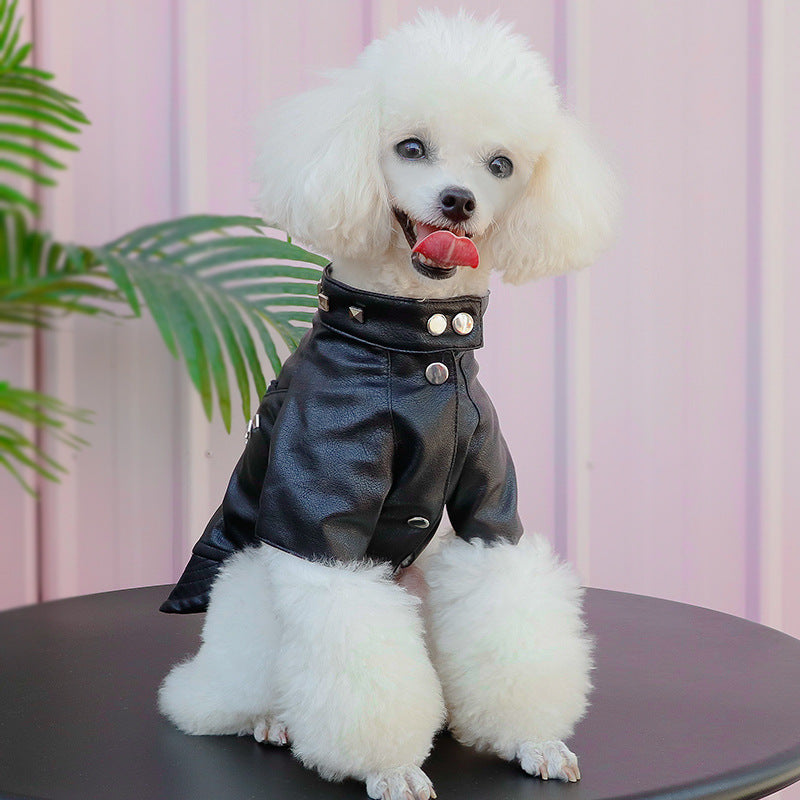 Pet Dog 80's Retro Faux Leather Jacket