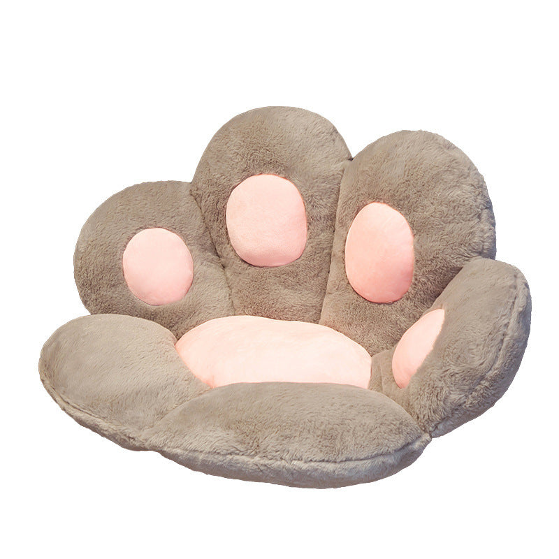 Plush Paw Print Chair Seat Cushion in Gray Blue Pink and White