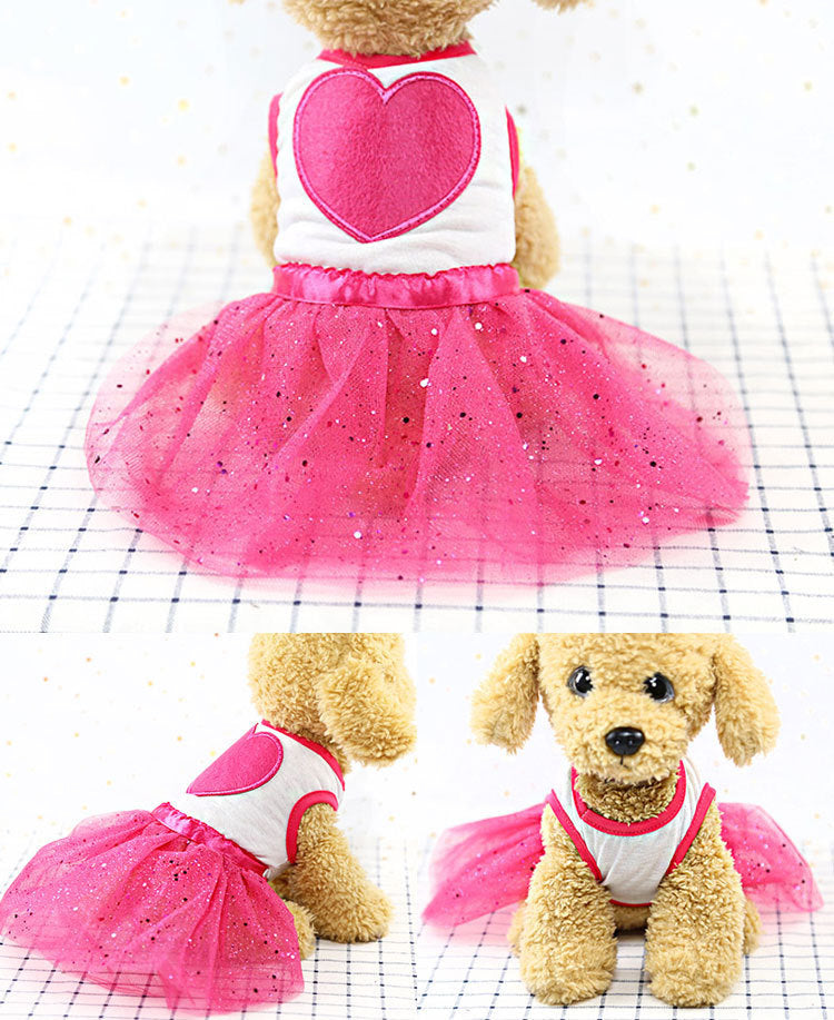 Heart Valentines Day Dog Dress in Pink