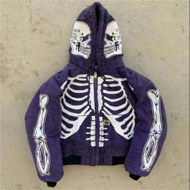 Men's Boy's Skeleton Print Hoodie Purple Small sold by Poopy and Poops General Pet Store poppyandpoops.ca