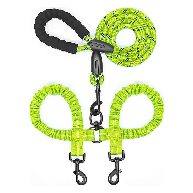 Double Lead Dog Leash Green sold by Poopy and Poops General Pet Store poppyandpoops.ca