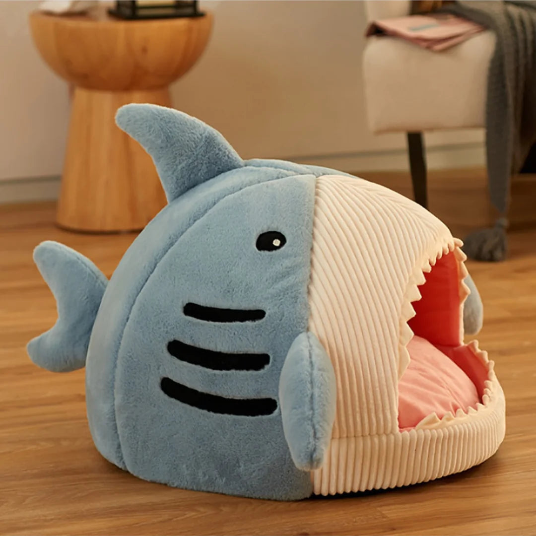 The Shark Pet Dog Bed Ocean Blue Small sold by Poopy and Poops General Pet Store poppyandpoops.ca