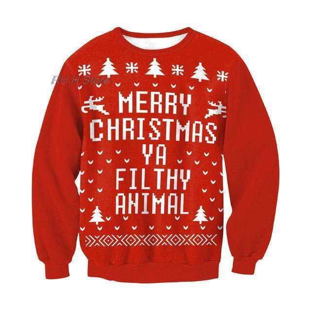 Unisex Animal Print Ugly Christmas Sweater