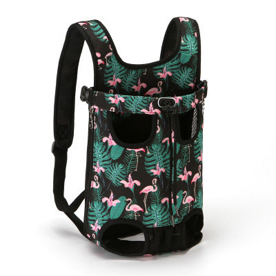 Dog Front Chest Pack carrier Bag in Black, Blue denim, Beige corgi, Light Green corgi, flamingo Print