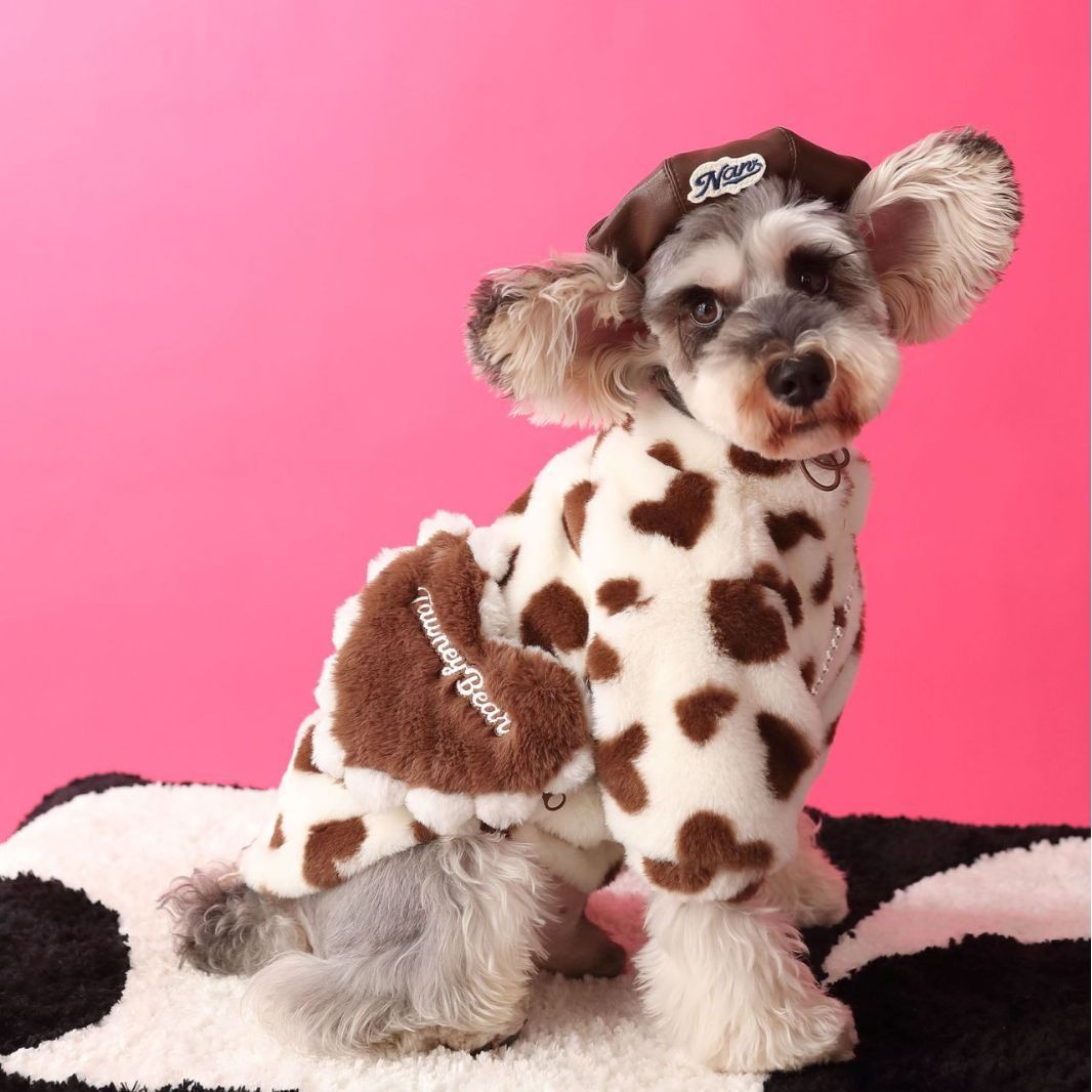 Dog Clothes Warm Love Plush Coat