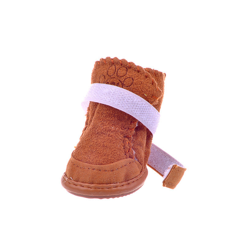 Faux Australian Sheepskin Dog Boots in Brown and Pink