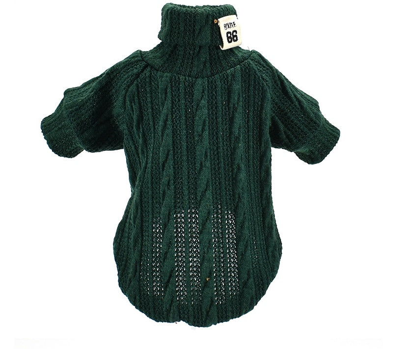 Warm Turtleneck Dog Sweater For Puppy Small to Medium Dogs In Solid Black, Green, Beige, Wine Red, Khaki, orange