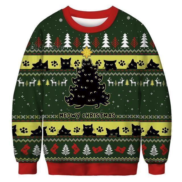 Unisex Animal Print Ugly Christmas Sweater