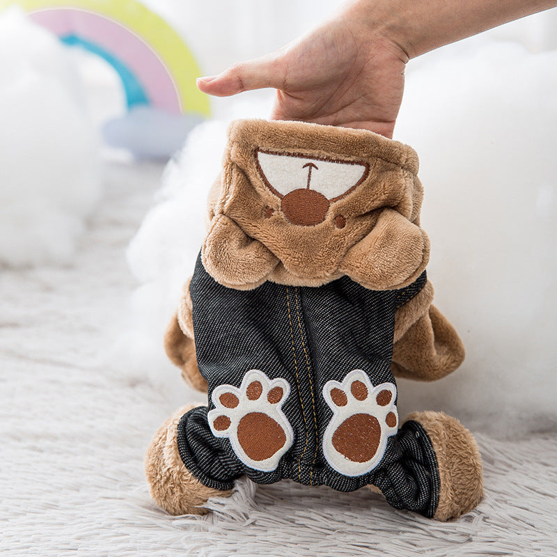 Cute Bear Overalls Dog Onesie