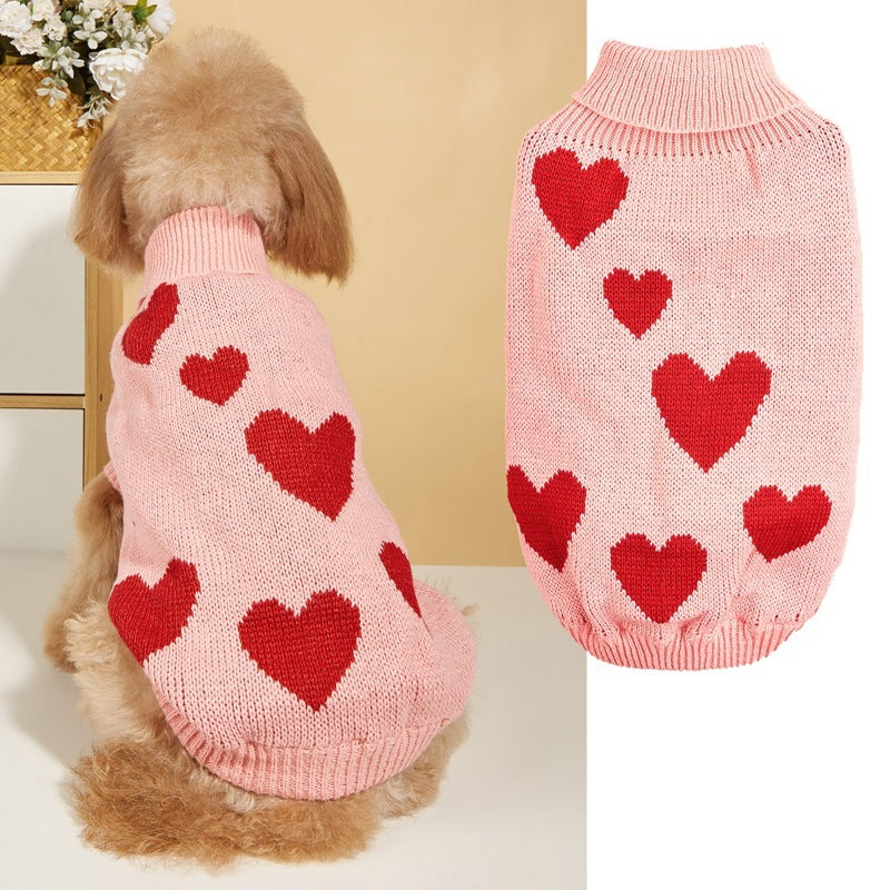 Heart Valentine's Day Knitted Dog Sweater