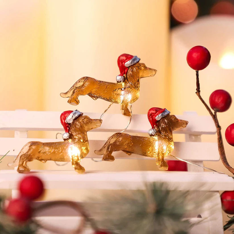 10ft Dachshund Christmas Tree String Lantern Lights