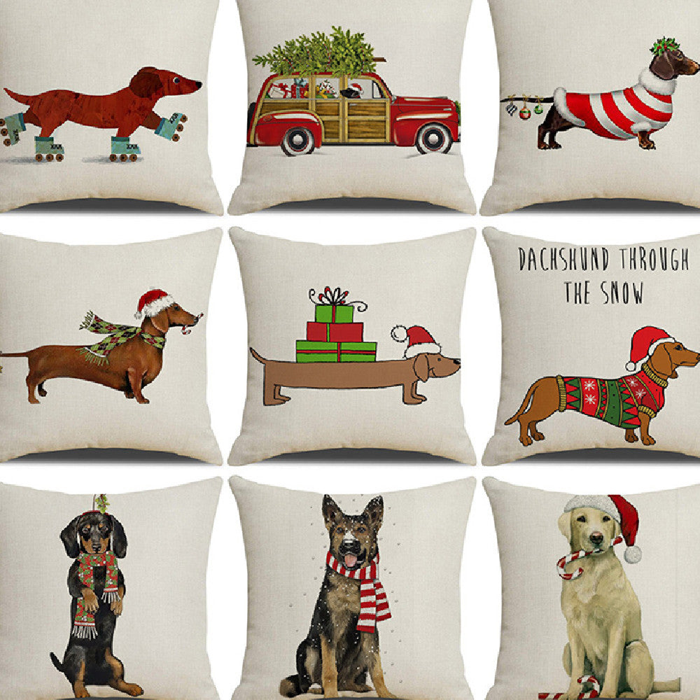 Lab and Dachshund  Animal Printed Christmas Pillowcase