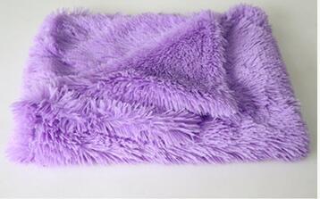 Wool and Polyester Blend Shag Throw Blanket in Pink, Gray, Purple, White and Peach