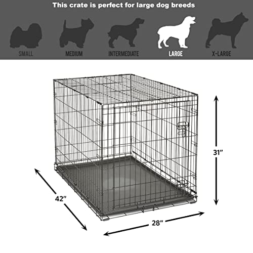 Folding Metal Dog Crate; Double Door 30" by New World Pet Products in Black